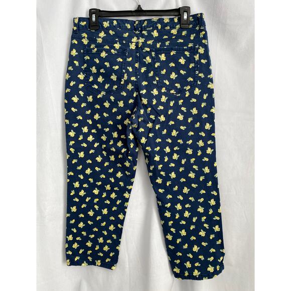 Charter Club Navy Blue Stretch Denim with Lemons Bristol Capri / Crop - Picture 3 of 6